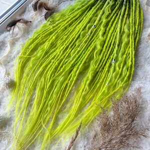 Neon Lime Boho Dreads Set | Bright Green DE Dreadlocks | Festival Hair Extensions