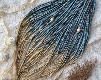 Dusty Blue to Sandy Blonde Ombre Braids | Soft Neutral Senegalese Twist and Braids