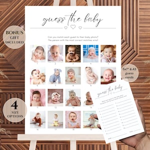 Errate die Baby-Spielvorlage, Babyparty-Spielposter Bearbeitbare Canva, druckbare Guess Who-Spiel, Babybildspiel, lustige Babypartyaktivität