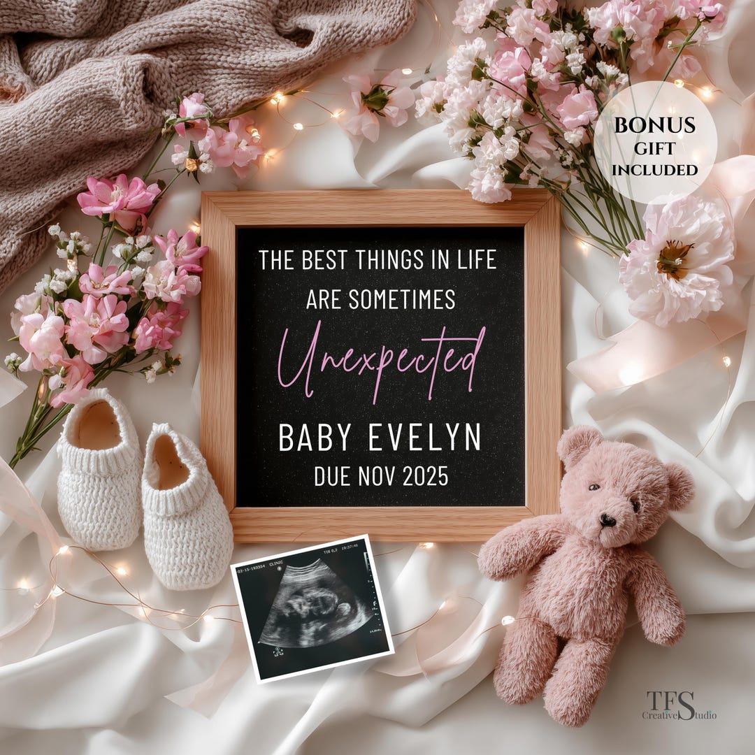 Unexpected Pregnancy Announcement Digital, Editable Baby Reveal