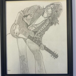 Jeff Beck Bleistift Zeichnung. Kein Druck. Alles Handarbeit! 13 X 11 Zoll . Kostenlose Lieferung überall, wenn Ihre gut! Hoorah!!