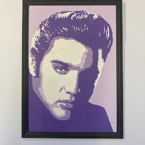 エルヴィスの絵画 - 正方形のキャンバスにエルヴィス・プレスリーの