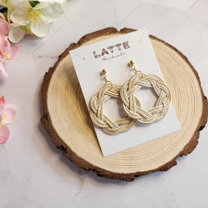 Handmade Japanese Mizuhiki round shape earrings