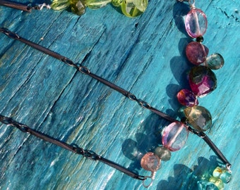 Teeny Gemmed Bar Necklace