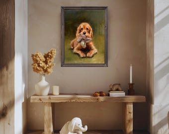 Custom pet portrait hand painted from photo. Original oil painting dog lover gift