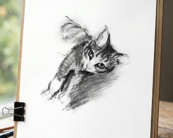 Custom Cat Portrait – Hand-Drawn A4 Pencil & Charcoal Drawing | Cat Lover Gift