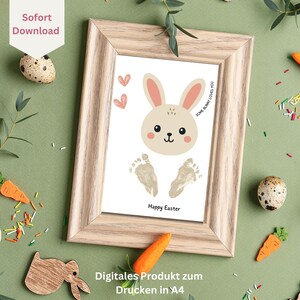 DIY Handabdruck Ostern Vorlage | PDF Druckvorlage Kinder Geschenk | Persönliches Ostergeschenk zum Ausdrucken | Oster Bastelidee für Familie