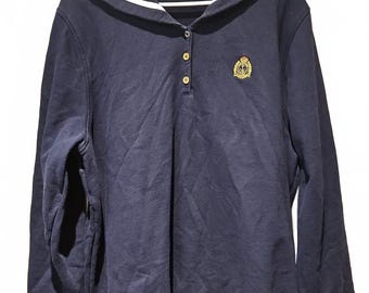Jersey vintage de manga larga estilo náutico de Lauren Jeans Co Ralph Lauren, color azul marino, talla 2X