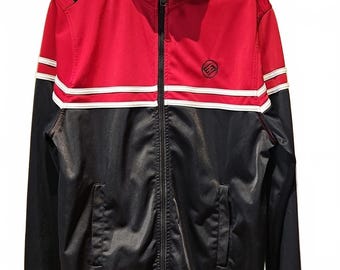 Vintage Enyce Herren Trainingsjacke Schwarz Rot Weiß Full Zip Größe L