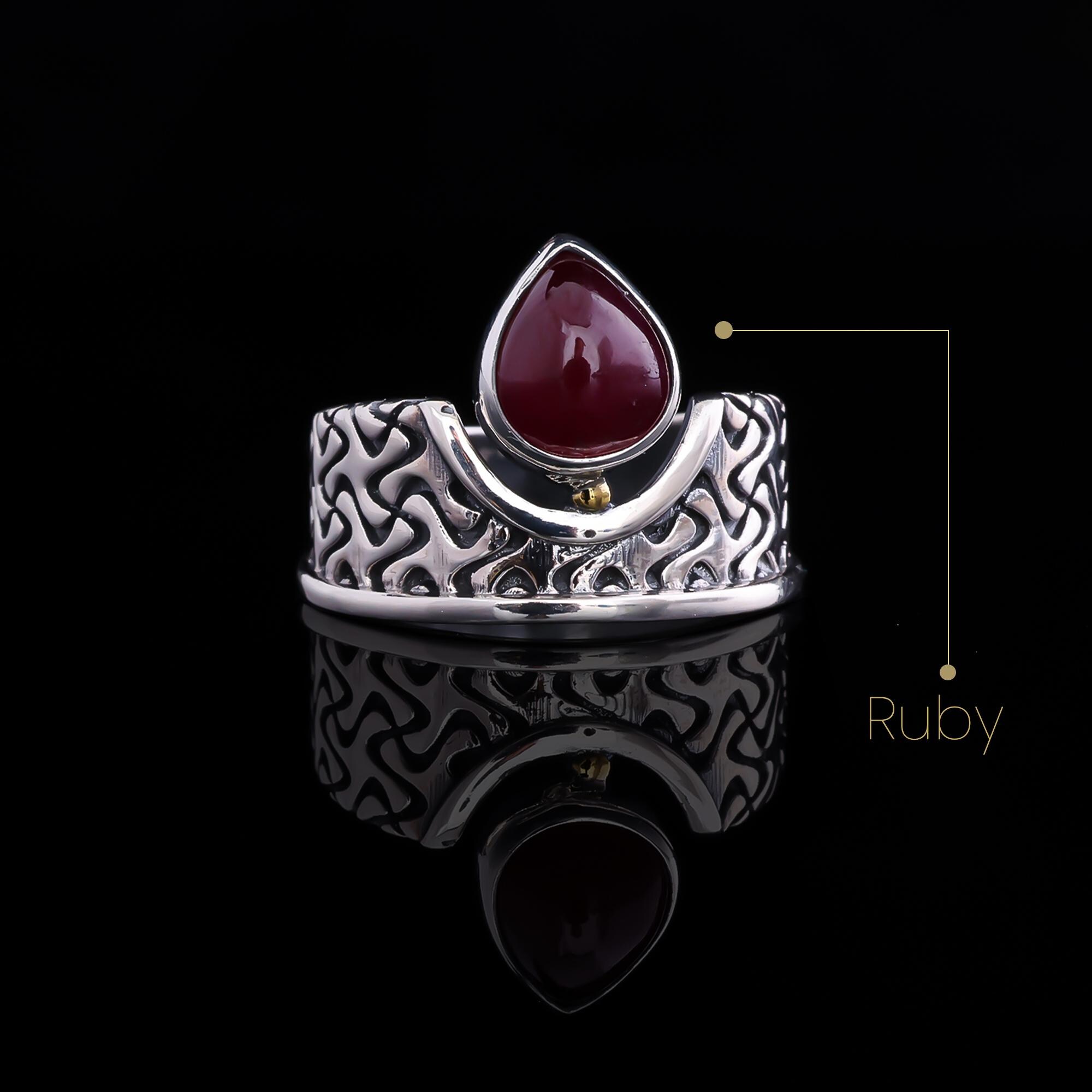 Genuine Ruby Ring Sterling Silver Birthstone Ring Natural July Stone Ring for Mom Ruby Jewelry for Grandma Unique Gift for Women