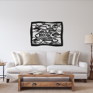 Metal Fish Wall Art | Coastal Nautical Wall Decor for Beach House | Modern School of Fish Wall Sculpture | Sea Decor | Ocean Decor