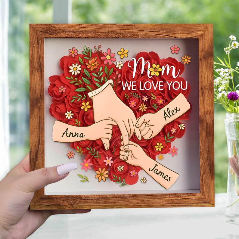 A Family’s Garden Is Richest When Filled With Love - Family Personalized Custom Flower Shadow Box - Mother's Day, Gift For Mom, Grandma main image 1