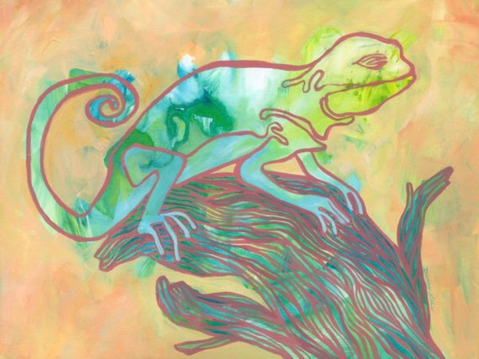 Lizard Art Print Lizard Art Abstract Lizard Art Southwest Etsy