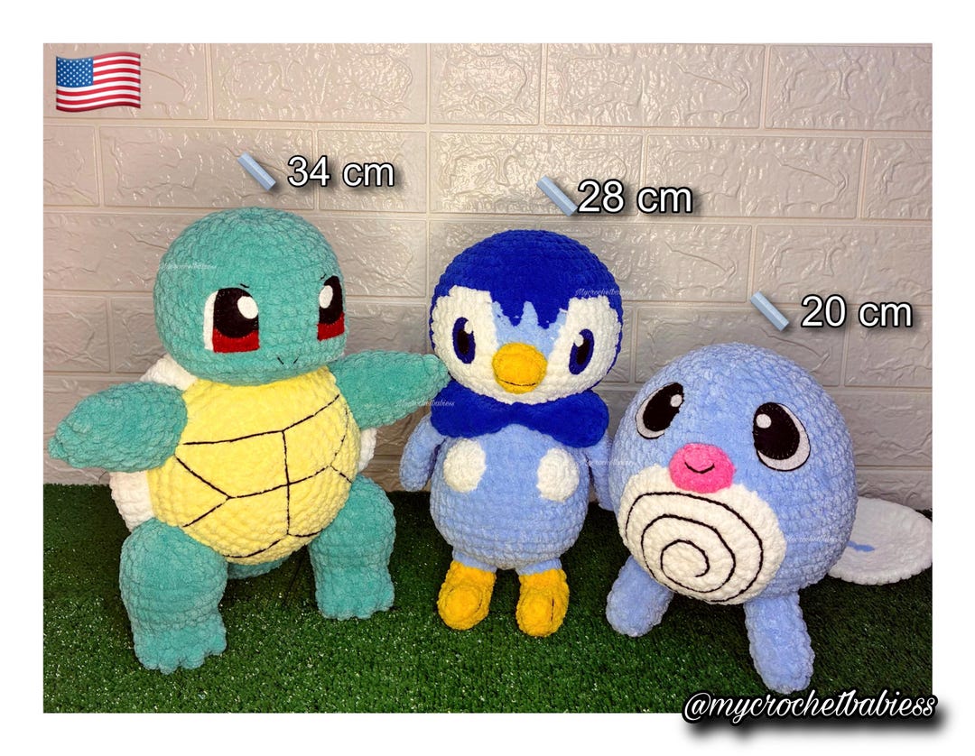 Sploot Pattern Piplup Squirtle Poliwag Crochet Pattern Bundle Set PDF / Pokemon Plush ...