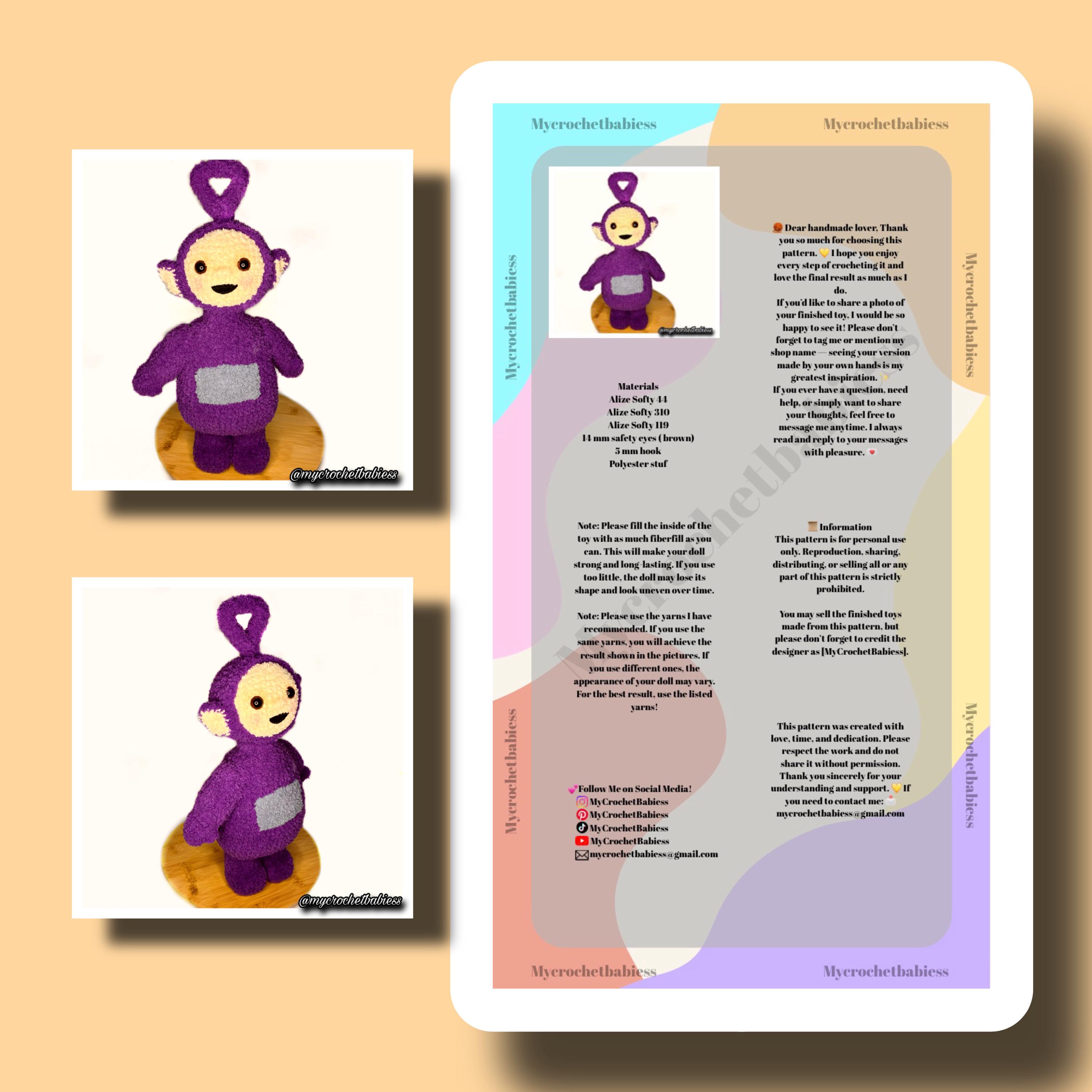 Sploot Pattern Teletubbies Amigurumi Crochet Pattern Bundle/ Different Sizes/ Snuggle ...