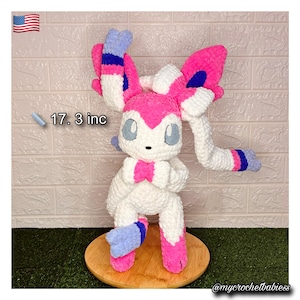Motif peluche Sylveon au crochet / Évolutions Evoli / Fée Pokémon PDF