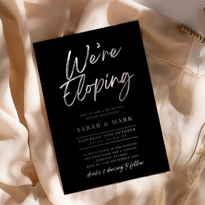 We're Eloping Reception Invitation, Modern Elopement Announcement, Minimalist Intimate Wedding Invite, Printable Digital Download Template