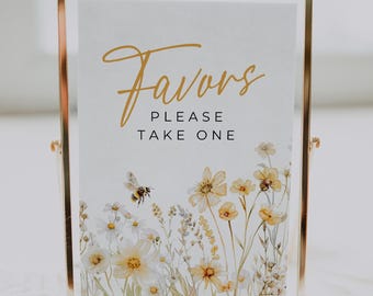 Bride to Bee Favors Sign, Printable Meant to Bee Template, Editable Sign for Bridal and Wedding Showers, She Found Her Honey, HB01