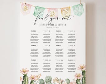 Taco Bout Love - Disposizione dei posti a sedere per addio al nubilato, Poster con indicazione dei tavoli per festa messicana, Modello stampabile per festa di fidanzamento a tema taco, Disposizione dei posti a sedere, S4