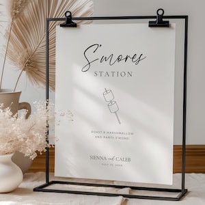 Wedding Signage Smore, Smores Station Template, Smores Bar Sign, Roast a Marshmallow and Party Smore, Printable Let&#39;s Get Toasted Sign