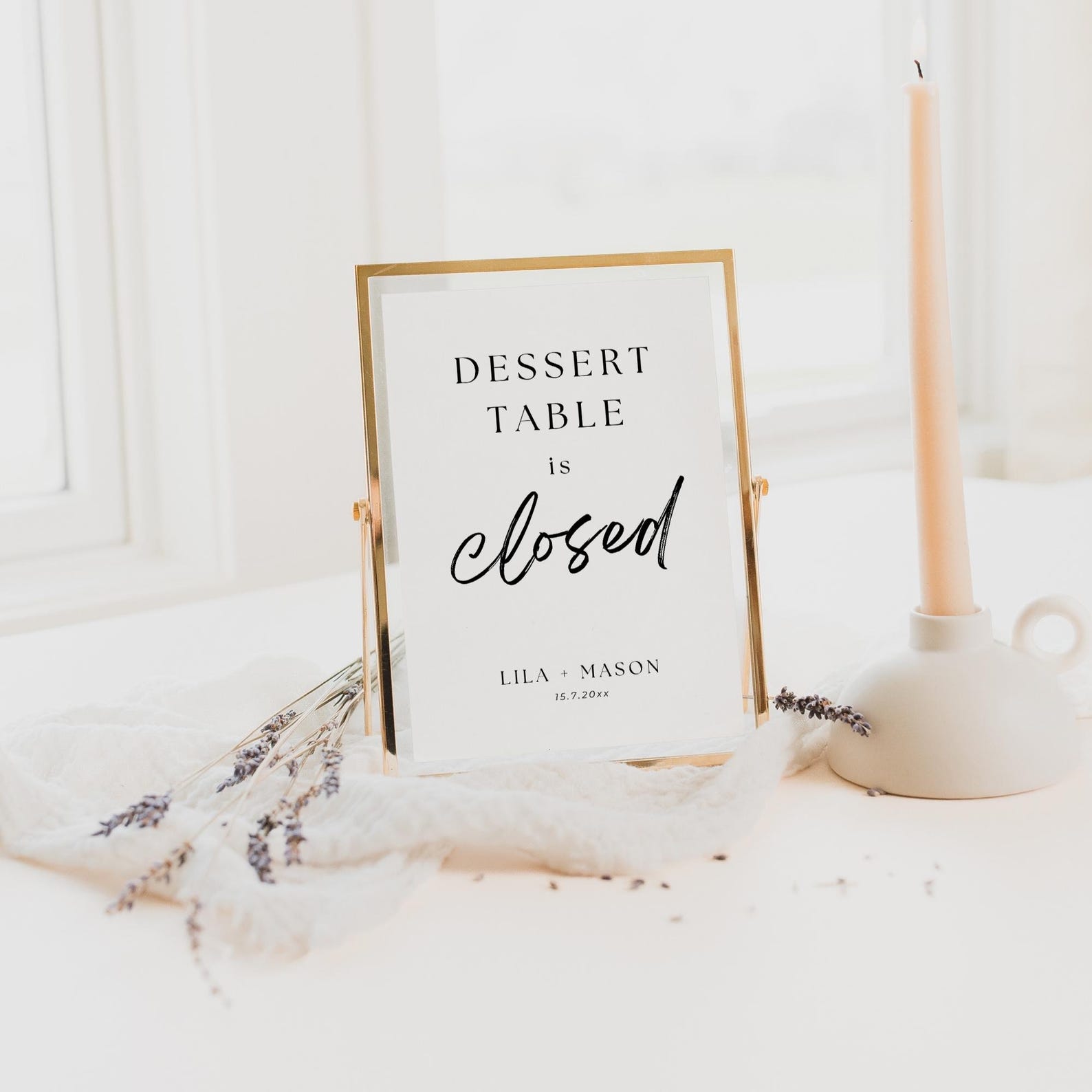 Dessert Table is Closed Sign, Modern Wedding Sign Template, Editable ...