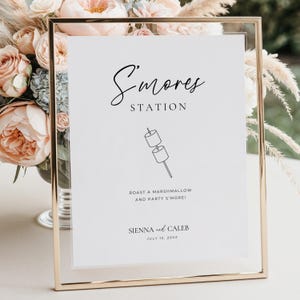 Wedding Signage Smore, Smores Station Template, Smores Bar Sign, Roast a Marshmallow and Party Smore, Printable Let&#39;s Get Toasted Sign