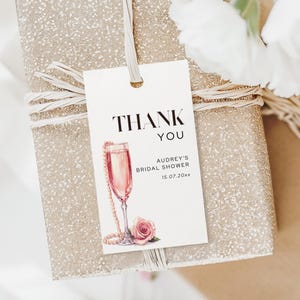 Pearls and Prosecco Bridal Shower Tag, Thank You Favor Tags, Champagne Theme Gift Tag Template, Printable Pearls & Prosecco Stickers, A1