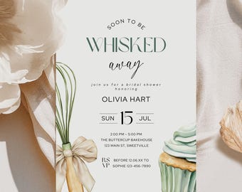 Whisked Away Bridal Shower Invite, Soon to be Whisked Away Template, Kitchen Theme Bridal Shower Invitation, Cooking Theme Bridal Card, WH1