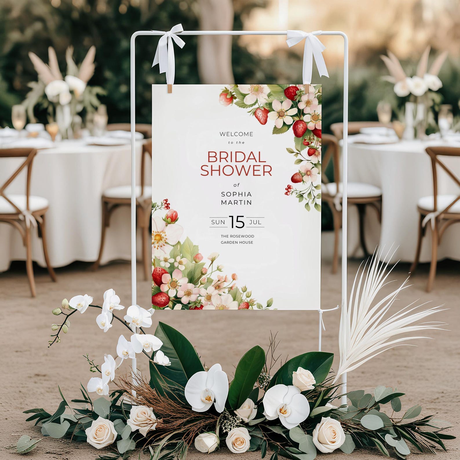 Berry in Love Bridal Shower Welcome Sign, Editable Berry Sweet Wedding ...