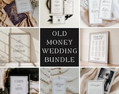 Old Money Wedding Bundle | Classic Invitation Set | Luxury Vintage Reception Signs & Stationery Suite | Printable Canva Templates | C21