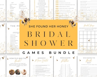 Bride to Bee Bridal Shower Games Bundle, She Found Her Honey Activities Pack, Printable Bridal Brunch Meant to Bee Games, HB01