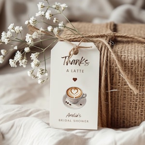 Love is Brewing Bridal Shower Favor Tags, Editable Coffee Theme Gift Labels or Stickers, Printable Thank You Tags for Coffee Lovers, LIB01