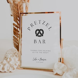 Pretzel Bar Sign, Wedding Pretzel Stand Sign, Printable Reception Signage, Editable Tie the Knot Sign, Wedding Snack Food Sign, L01