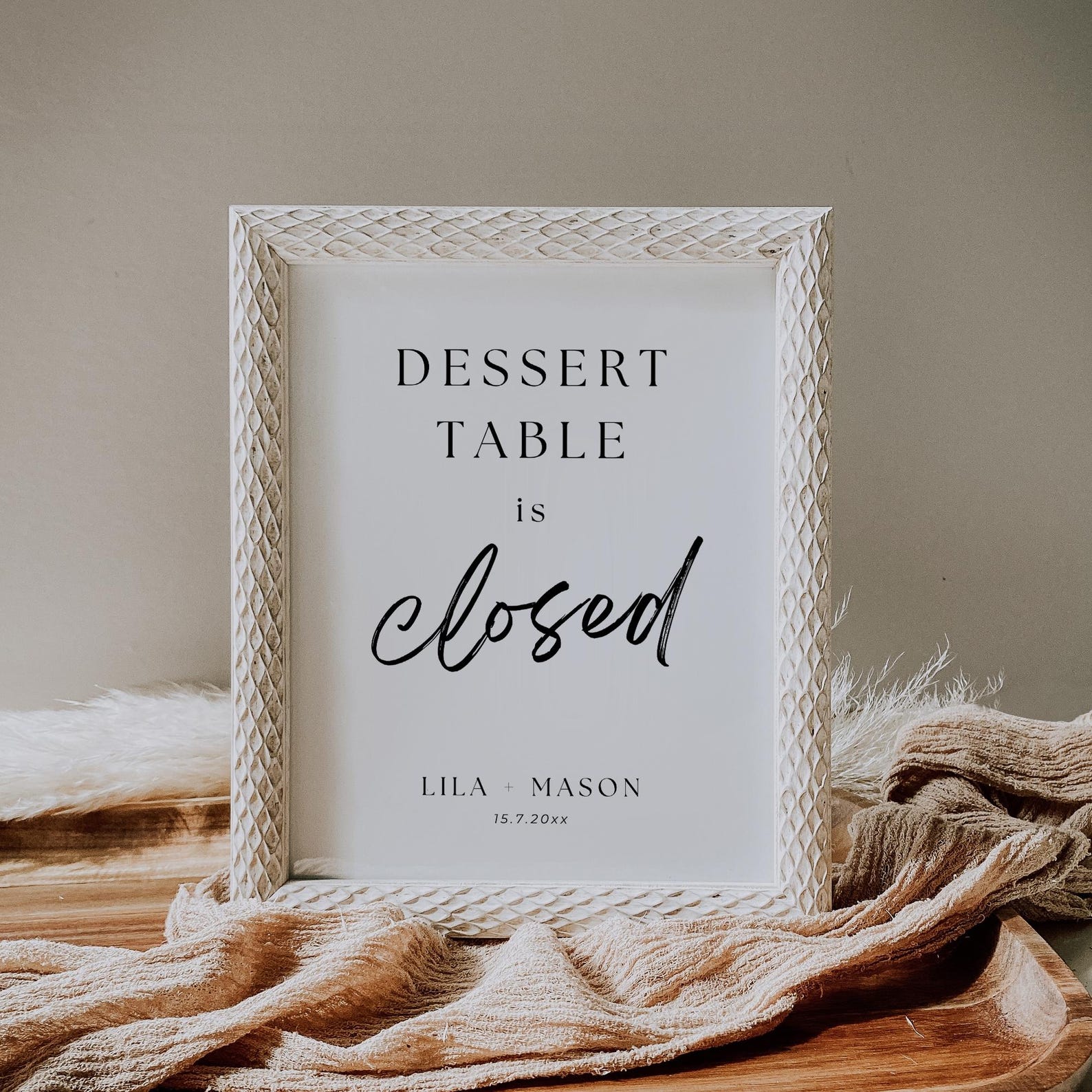 Dessert Table is Closed Sign, Modern Wedding Sign Template, Editable ...