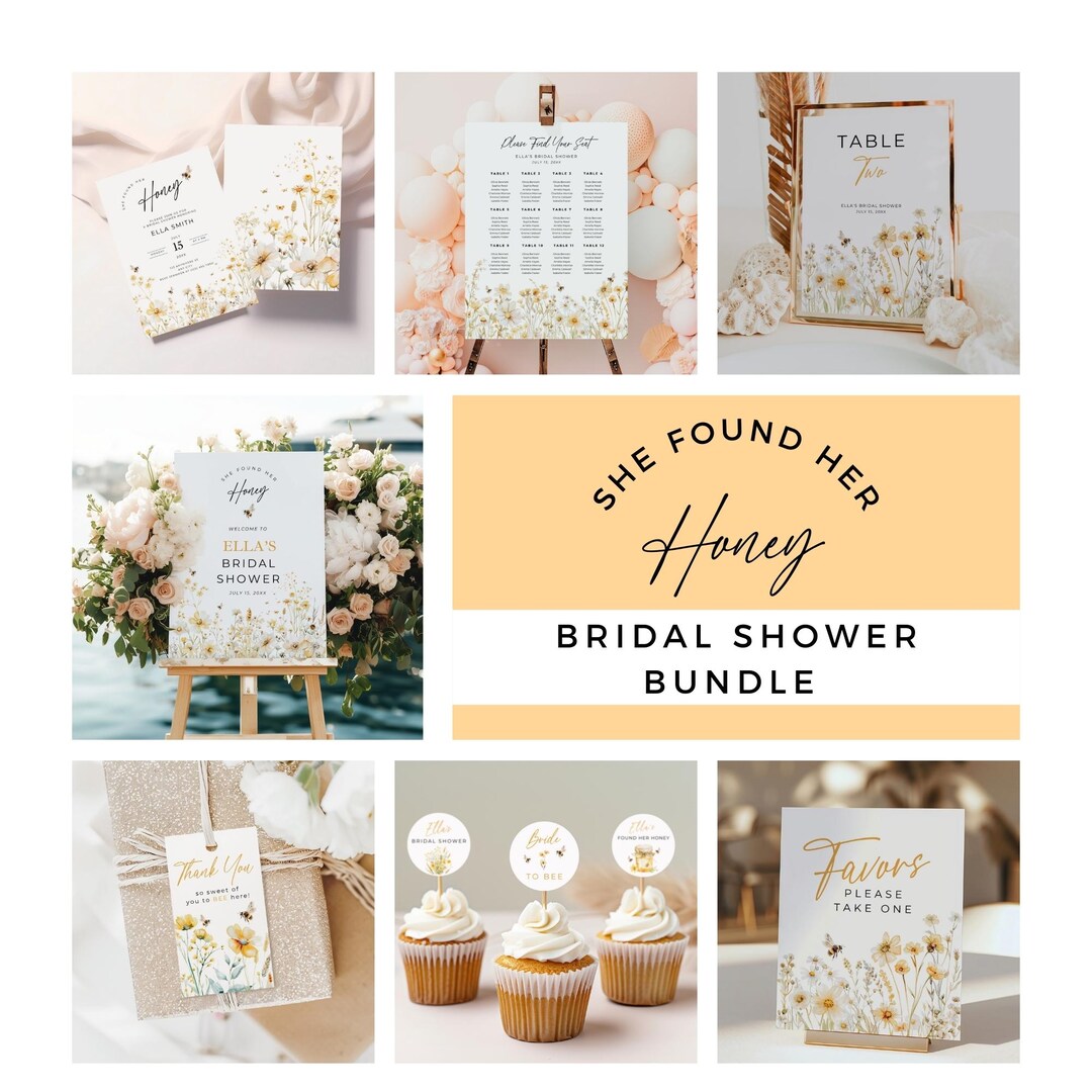She Found Her Honey Bridal Shower Bundle, Bride to Bee Invitation Suite ...