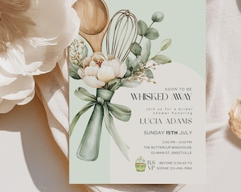 Whisked Away Bridal Shower Invite, Soon to be Whisked Away Template, Kitchen Theme Bridal Shower Invitation, Cooking Theme Bridal Card, WH1