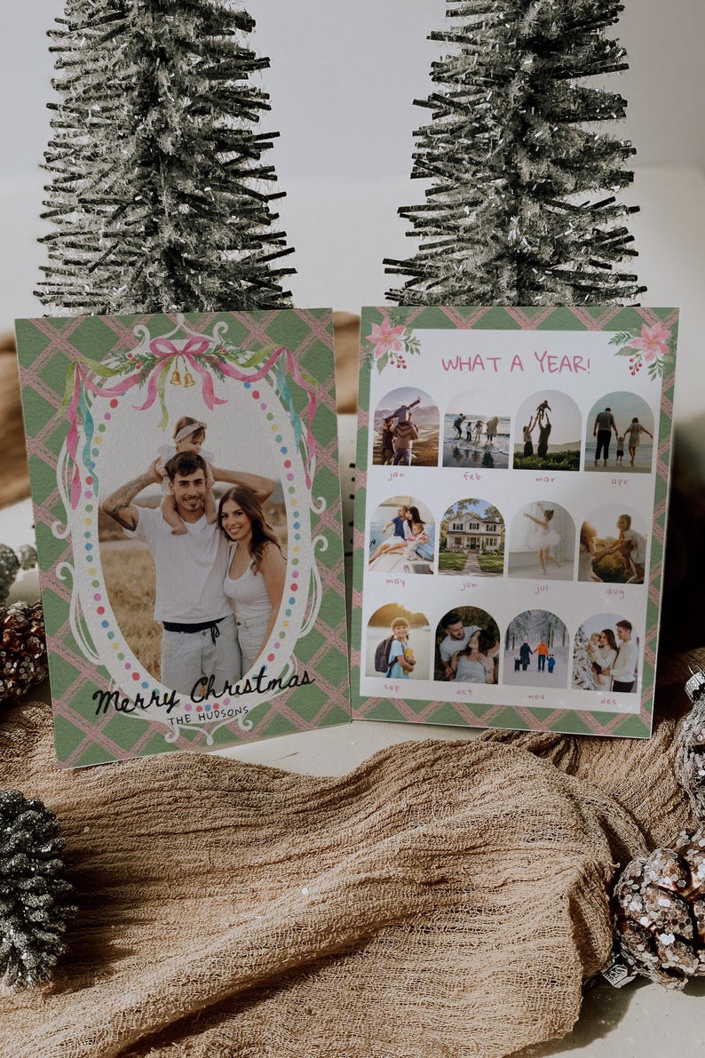 What a Year Christmas Card Template, Year in Review Holiday Photo Card ...