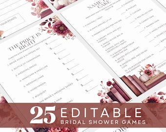 New Chapter Begins Bridal Shower Games Bundle, Fall Floral Her Next Chapter, Book Theme Bridal Activities Pack, Storybook Shower Games, NC2