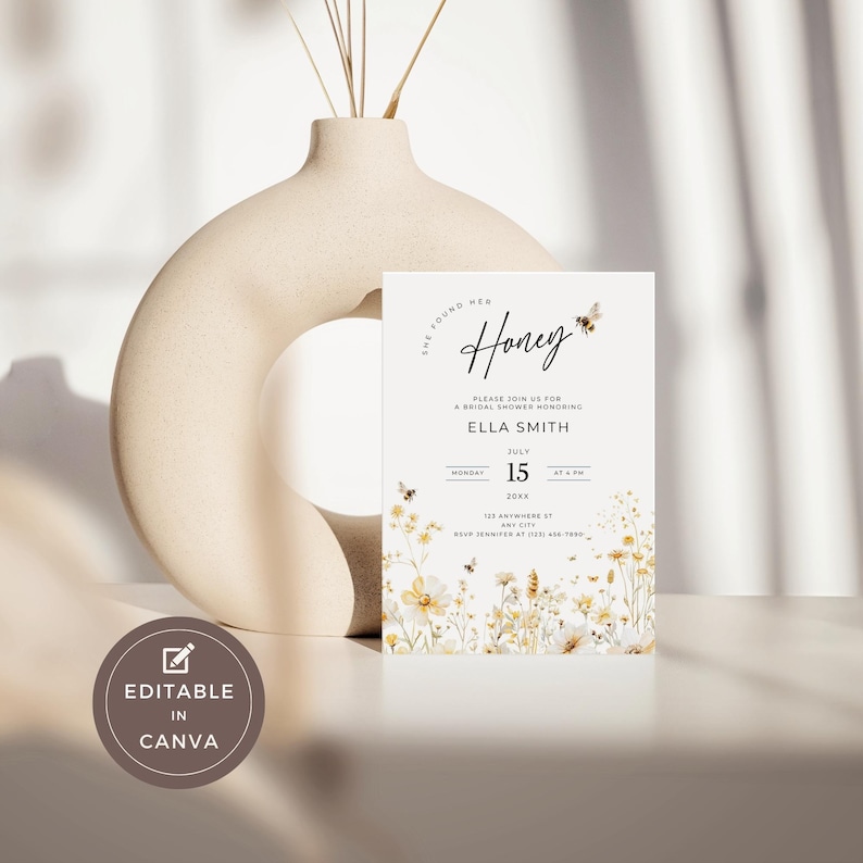 bee theme bridal shower invite