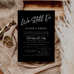 Vow Renewal Invitation Template, We Still Do Invite, Modern Minimalist Design, Printable Wedding Anniversary Invitation, Instant Download