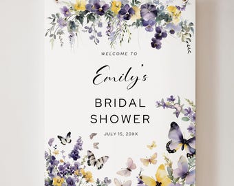 Butterfly Bridal Shower Welcome Sign: Wildflower Poster (Digital Download)