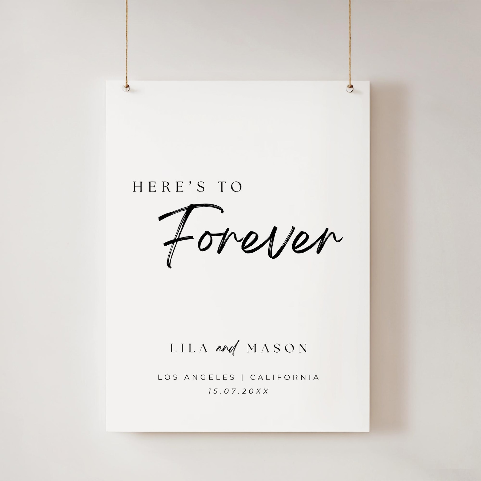 Here's to Forever Wedding Sign, Minimalist Wedding Welcome Sign, Modern ...