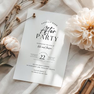 Happily Ever After Party Invite, Minimalist Wedding Reception Only Invitation, Elopement Announcement Template, Modern Instant Download