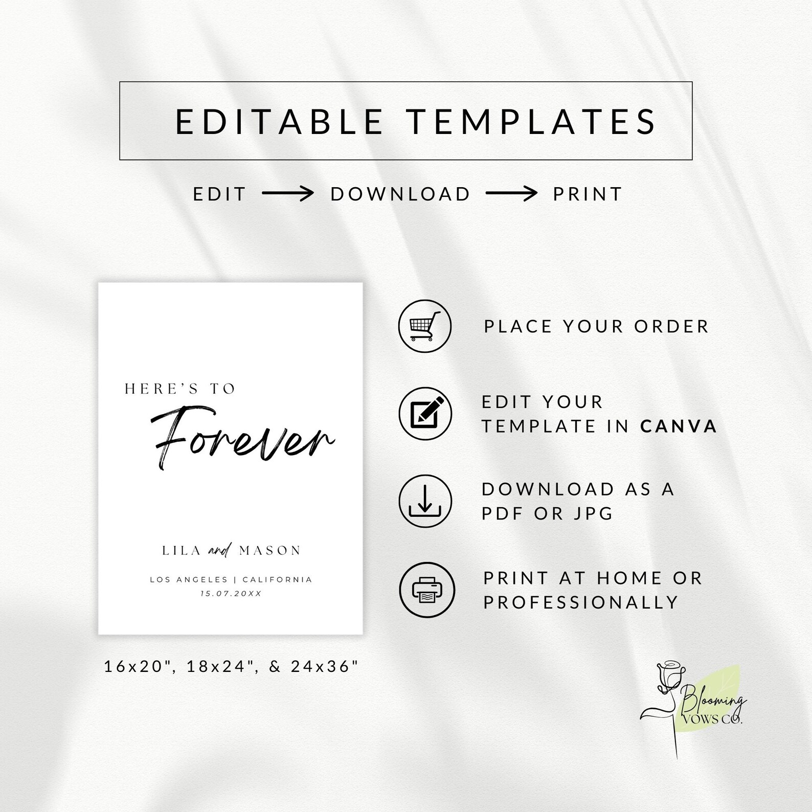 Here's to Forever Wedding Sign, Minimalist Wedding Welcome Sign, Modern ...