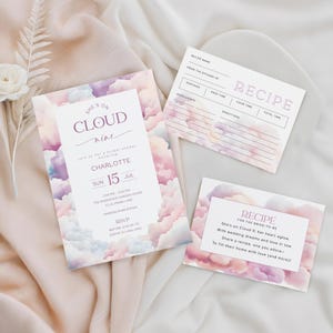 Bundle nuptiale Cloud Nine, carte de demande de recette mariée sur Cloud 9, modèle modifiable Elle est sur Cloud 9, imprimable sur invitation Cloud 9, CL01
