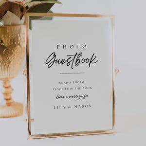 Photo Guestbook Sign, Minimalist Picture Guestbook Template, Please Sign our Guestbook, Photo Wedding Sign, Editable Leave a Photo, L01