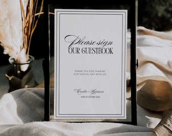 Classic Old Money Wedding Guestbook Sign | Elegant Please Sign Our Guestbook Decor | Luxury Reception Signage | Printable Template | C21