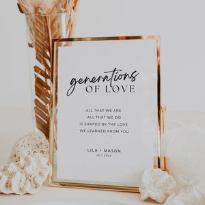 Generations of Love Table Sign, Family Table Wedding Decor, Printable Memorial Sign, Unique Wedding Reception Decor, Instant Download