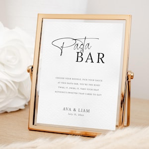 Pasta Bar Sign, Editable Wedding Pasta Bar Template, Minimalist Food Buffet Sign, Modern Reception Food Signage, Food Table Poster, AV1