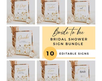 She Found Her Honey Bridal Shower Sign Bundle, Bride to Bee Bridal Shower Signs, Editable Meant to Bee Templates, Bee Theme Decor, HB01